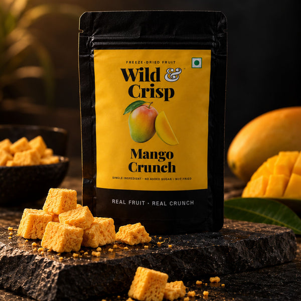 Wild & Crisp Mango Crunch pouch with freeze-dried mango