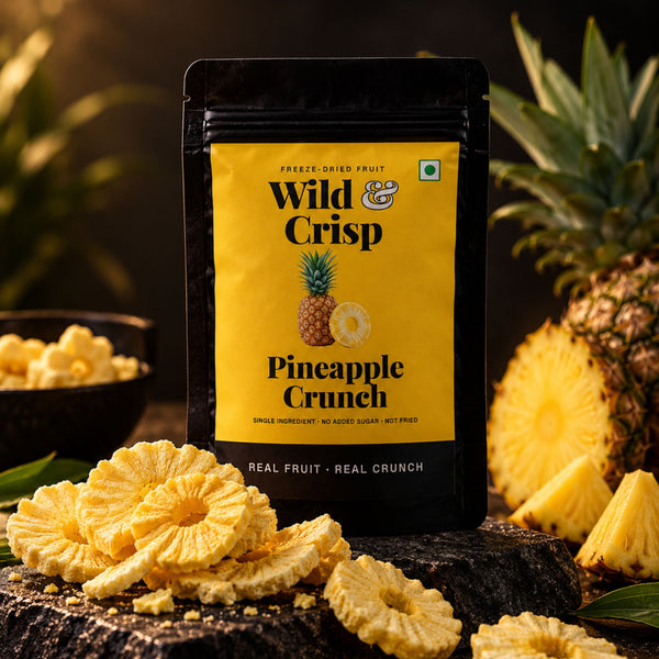 Wild & Crisp Pineapple Crunch pouch with freeze-dried pineapple
