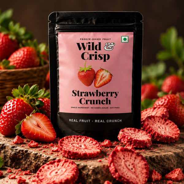 Wild & Crisp Strawberry Crunch pouch with freeze-dried strawberry